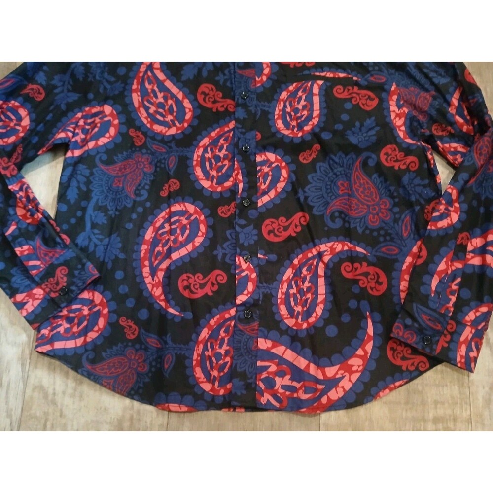 Diyanu Mens Tribal African Wear Paisley Print Button Up Long Sleeve Shirt 3XL - Picture 4 of 12